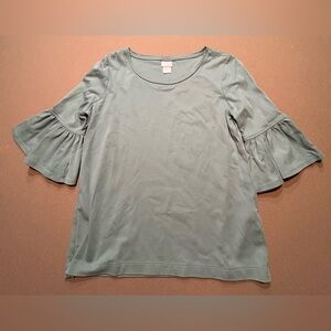 Chicos top in Sage Green with flare sleeves. Like new condition!